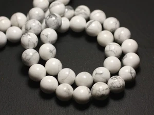Fil 39cm 46pc env - Perles Pierre - Howlite Boules 8mm blanc gris - Imagen 1 de 1