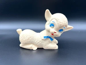 Vintage 1950s Hard Plastic Lamb Figurine Nursery Decor - Picture 1 of 6