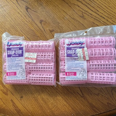 Rodillos de pelo Goody Snap-Over 1994 vintage 2x8 unidades Jumbo Maxis rosa #82180 Foto 1 de 4