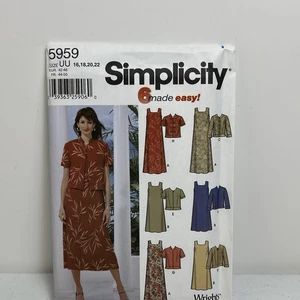Simplicity Easy Pattern 5959 Pullover Dress Jacket Plus Sizes 16 18 20 22 UNCUT - Picture 1 of 4