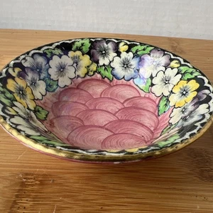 Vintage Maling Lustre Ware Floral Bowl England Goldrand gestempelt & nummeriert - Bild 1 von 10
