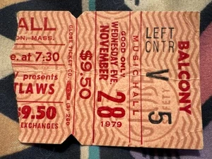 THE OUTLAWS & MOLLY HATCHET - NOVEMBER 28, 1979 - BOSTON MUSIC HALL - TICKET - Picture 1 of 2