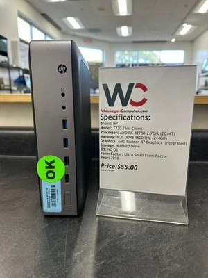 HP T730 Thin Client, AMD RX-427BB 2,7 GHz, 8 GB RAM *Sin sistema operativo* 2018 Foto 1 de 4