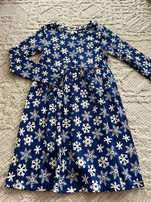 Girl's HANNA ANDERSSON Size 150 (12) Blue/White Snowflake Dress - Image 1 of 2
