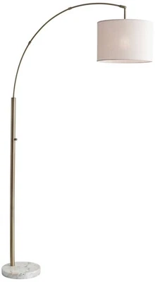 Adesso Bowery 73 1/2" High Marble and Antique Brass Arc Floor Lamp - Image 1 of 3
