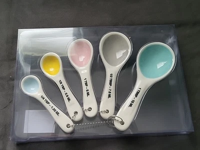 Rae Dunn Artisan Collection Colorful Ceramic Measuring Spoons 5 pc. Set NIB - Image 1 of 4
