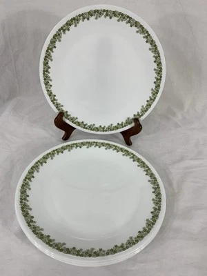 5 piezas ~ 1972-1981 Corelle Crazy Daisy ~ 10,5" platos de cena verde y blanco floral Foto 1 de 4