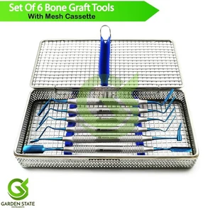 6 Implant Bone Graft Packer Set Dental Plugger Carrier Titanium W/Mesh Cassette - Picture 1 of 9