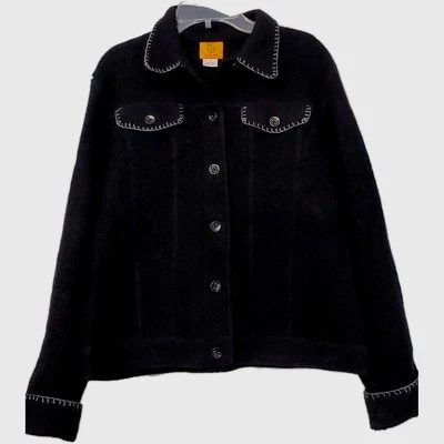 Black Ruby Rd Jacket Wool Leather Buttons Women's Small Jacket Ls - Image 1 of 4