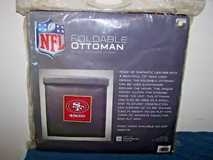 SAN FRANCISCO 49ERS 16" SYNTHETIC LEATHER FOLDABLE OTTOMAN STOOL STORAGE NOS - Picture 1 of 2