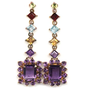 925 Sterlingsilber Amethyst, Topas, Citrin, Granat & Peridot Ohrringe - Bild 1 von 4