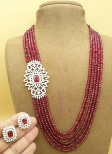 Indian Bridal Set Choker AD Wedding Necklace Earrings Jewelry Ethnic Bollywood - Picture 1 of 6
