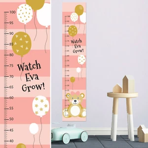 Baby Pink Bear Balloons Personalised Growth Height Chart Design Decorations Gift - Bild 1 von 7