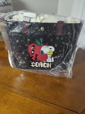 Coach X Peanuts Canvas Tote With Snoopy - Gold/Black Multi - Image 1 of 3