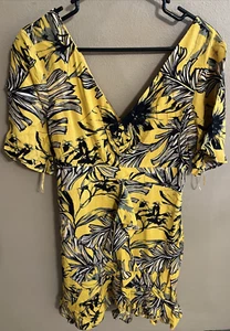 Guess - Women's Yellow Cascade Palm Sheath Dress - Size M - NWT - $108 - Picture 1 of 9