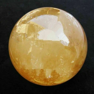 120 MM Natural Citrine Calcite Quartz Crystal Sphere Ball Healing Gemstone+Stand - Picture 1 of 3