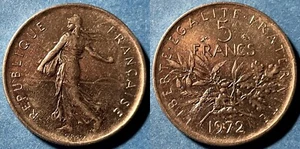 France 1972 5 Francs KM-926a.1 Nickel plated copper-nickel XF+ #14 - US Seller - Picture 1 of 1