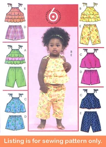 SEWING PATTERN Sew Baby Girls Clothes Clothing Tank Top Pants Shorts Summer 5028 - Picture 1 of 2