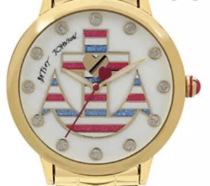 69 $ Betsey Johnson rot weiß & blau Ankeruhr WB1B - Bild 1 von 6