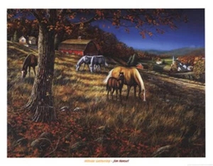 Hillside Gathering by Jim Hansel Open Edition Lithograph Grazing Horses  ❤❤ - Picture 1 of 1