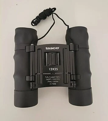 Tasco 10x25 Essential Compact Binoculars 168RB MEADE Carrying Case Coated Optics - Image 1 of 3