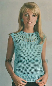 Top/túnica/jersey sin mangas con patrón de ganchillo para dama. Busto de 33 a 37 pulgadas. - Imagen 1 de 1