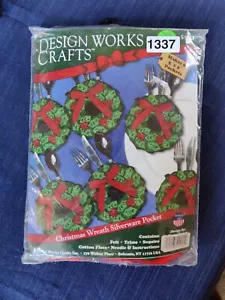 Design Works Crafts Christmas Wreath Pocket Felt Sequin Ornaments 6 Pc 5534 - Picture 1 of 2