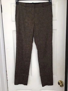 THEORY Brown/Black Tailored Textured Linen Blend Trouser Size 6 - Picture 1 of 6
