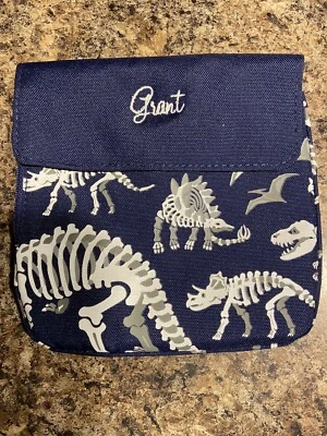 Pottery Barn Kids Mackenzie GLOW IN THE DARK Dino Dinosaur Food Bag mono Grant - Image 1 of 2