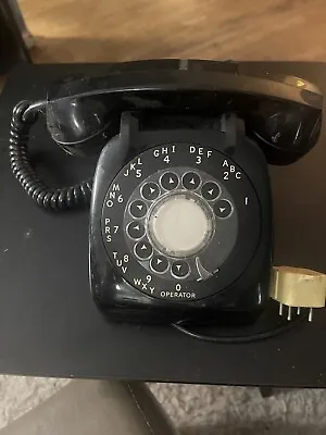 Vintage Automatic Electric, Black Rotary Dial Telephone With Cords • 19.99€
