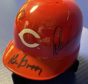 Cincinnati Reds Autographed Mini Helmet by 3 Legends - Picture 1 of 6