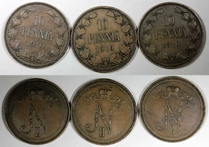 Finland Nicholas II Copper  1910 10 Pennia KM# 14 RANDOM PICK (1 COIN) (27 148) - Picture 1 of 3