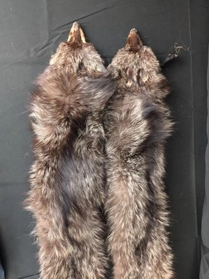 VTG Real Mink Fur Stole Wrap 2 Full Pelts w/Heads And Legs 45" - Image 1 of 4