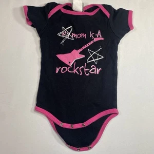 Sourpuss My Mom Is A Rockstar Infant Goth Punk Tattoo One Piece Pink/Blk 0-3mo - Picture 1 of 7
