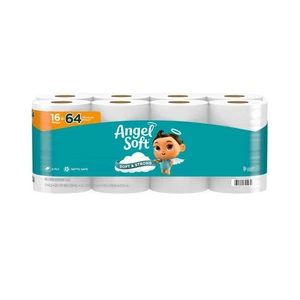 Angel Soft Mega Rolls - 16 Rolls, 64 Regular, 2-Ply Tissue - Picture 1 of 7