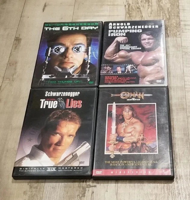 4 ARNOLD SCHWARZENEGGER MOVIES DVD Lot Action Adventure Conan True Lies Pumping  - Image 1 of 1