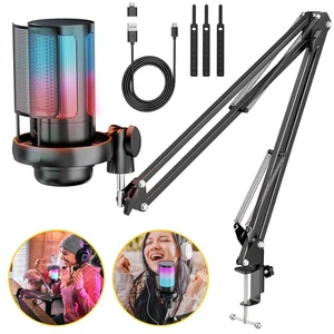 USB Gaming Mikrofon mit Arm Kondensator Mikrofon PC für PC/Laptop, PS4/PS5, IOS - Afbeelding 1 van 12