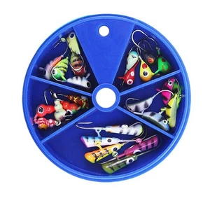 Set 25 pezzi ami esca pesca ghiaccio piccole esche vermi grub per walleyes e persico - Foto 1 di 14