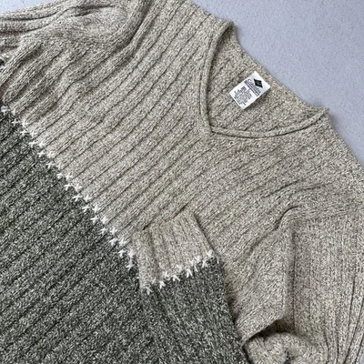 Vintage Columbia Sweater Womens Large Colorblock Roll Neck Boho Cable Knit 90s - Image 1 of 4