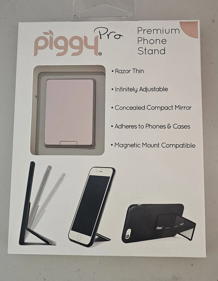 Soporte abatible (Piggy Pro) soporte ajustable para teléfono con espejo compacto - nuevo - oro rosa Foto 1 de 1