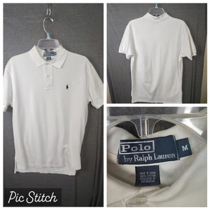 Men’s Medium Polo Ralph Lauren 100% Cotton White Polo Short Sleeve Shirt - Picture 1 of 7