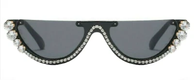  Nuevas gafas de sol de moda Dhinestone lentes negras/grises para mujer Foto 1 de 2