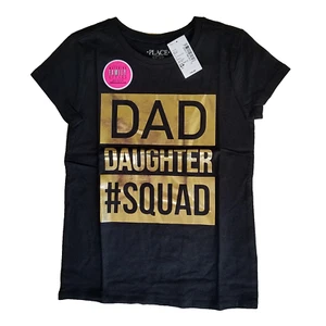 The Children's Place Short Sleeve T-Shirt Girls S (5/6) Dad Daughter Squad Black - Picture 1 of 2