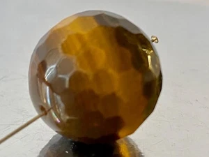 20mm "Highly Chatoyant/AAAA"~Golden TIGER EYE X-Large Faceted Round Bead M1389 - Picture 1 of 5