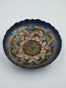 BLUE CARNIVAL GLASS BOWL Vintage  - Picture 1 of 3