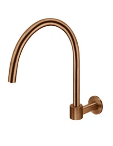 Meir Kitchen Laundry Gooseneck Tap Round High Rise Swivel Wall Spout Lustre Bron - Picture 1 of 4
