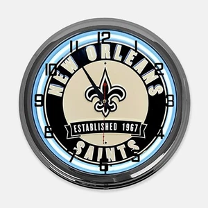 18" New Orleans Saints Metal Sign Designed White Neon Clock - Picture 1 of 6