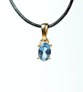 Colgante topacio azul Londres / plata de ley 925 / dorado / nuevo - Imagen 1 de 5