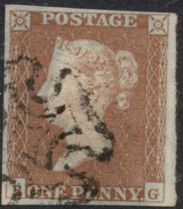 Great Britain 1841 1d red-brown imperf Scott 3, SG 8, plate 18, Maltese Cross - Picture 1 of 1