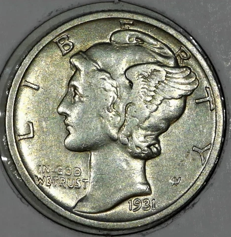 U.S. SILVER MERCURY DIME 1931 D BETTER DATE XF/AU #X85 Cover
